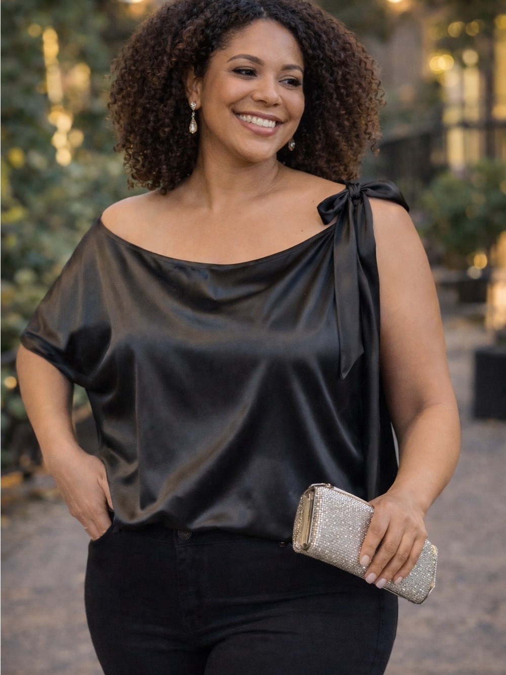 Elegant Black Satin blouse